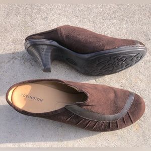 Covington Brown “Romy” Suede Heel Slip Ons - Size 10M(US)